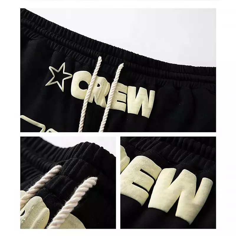 Custom Logo Streetwear 100% Baumwolle Sweat Shorts Hose Jogger Graphic French Terry 3D Puff Printing Mesh Shorts Herren Sportstrecke Shorts