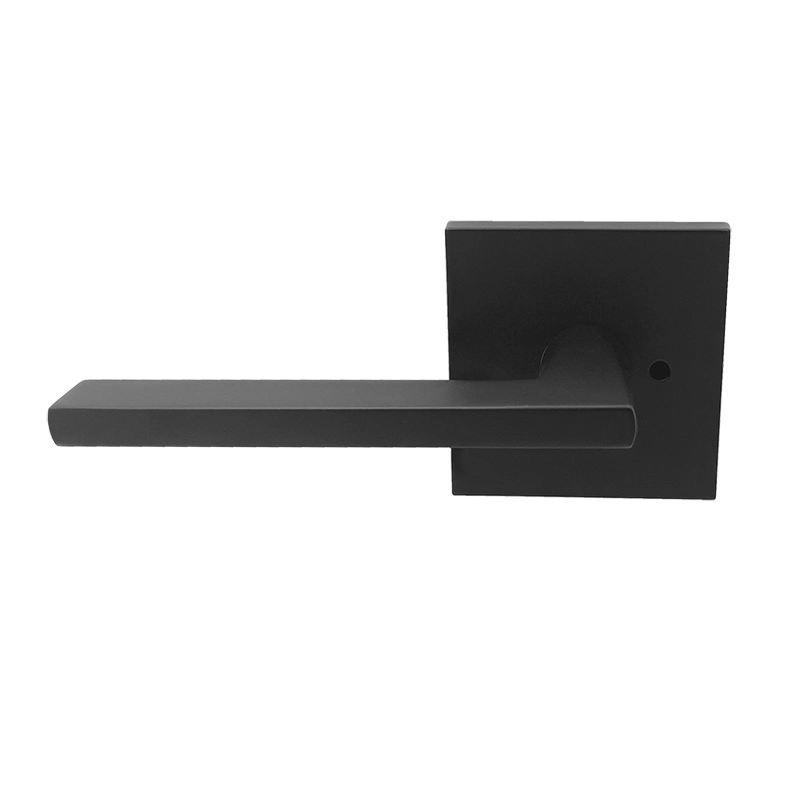 Matte Black Quick Set Privacy Function Square Rosette Lever Door Handle