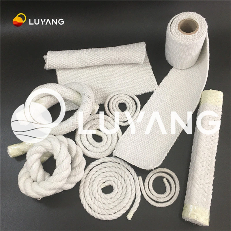 1260 Luyangwool textil de fibra cerámica redonda/ Cuerda GF Klin Back-Linning horno aislamiento ignífugo/materiales refractarios AES/Kaowool/Dura/Fiberfrax 500 kg/m3.