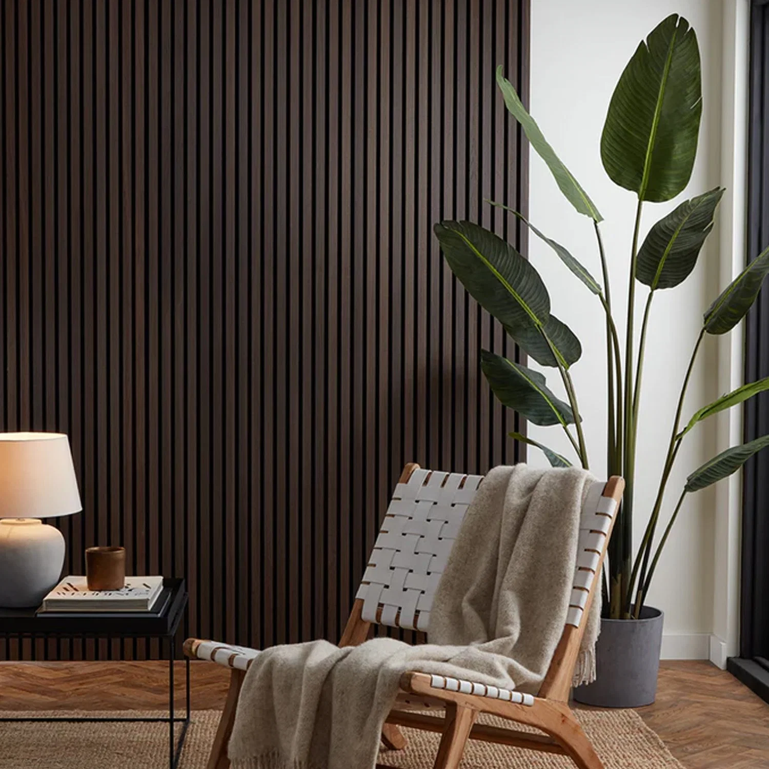 Wall Dark Oak Veneer Akupanel Sound Absorption Slatted Wooden Pet Panel