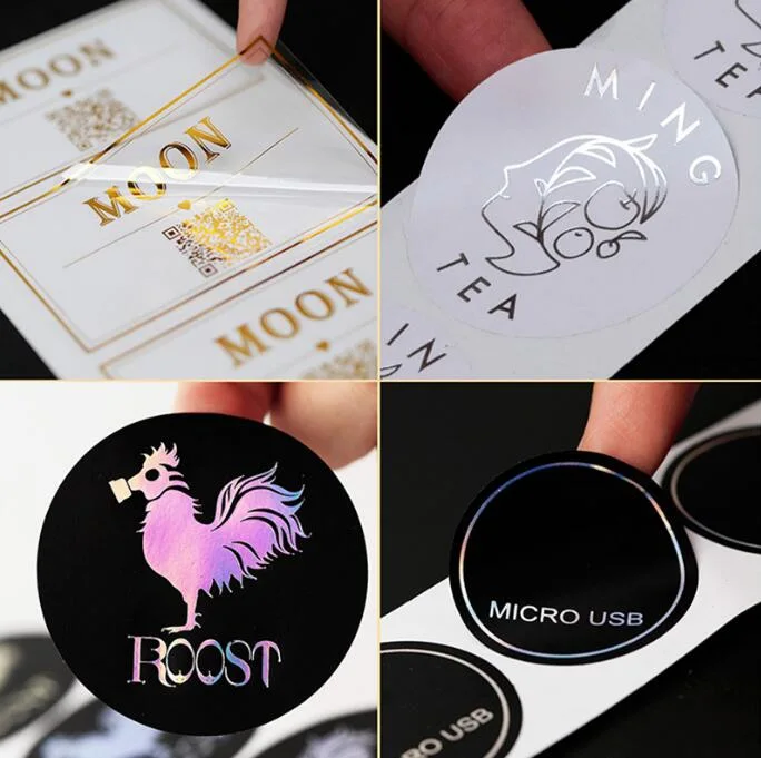 Custom Stickers Private Logo Label Sticker Silver Stamping Cosmetics Personal Care Product Label 4 Color Printing Approved by FSC/SGS/CE/ISO9001 Export to USA