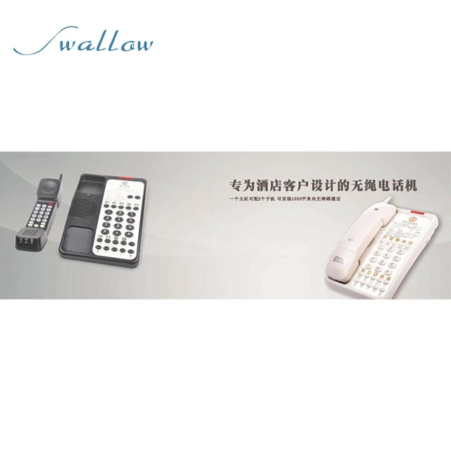 Schnurlose Hospitality-Telefone mit schwarzem Kabel für Hotel Swallow
