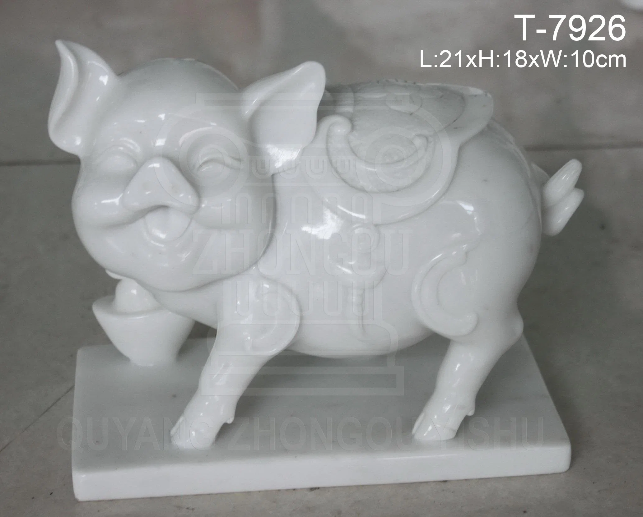 Animal Sculpture, Marble Stone Pig Statue Sculpture, Home Ornament and Garden Decoration