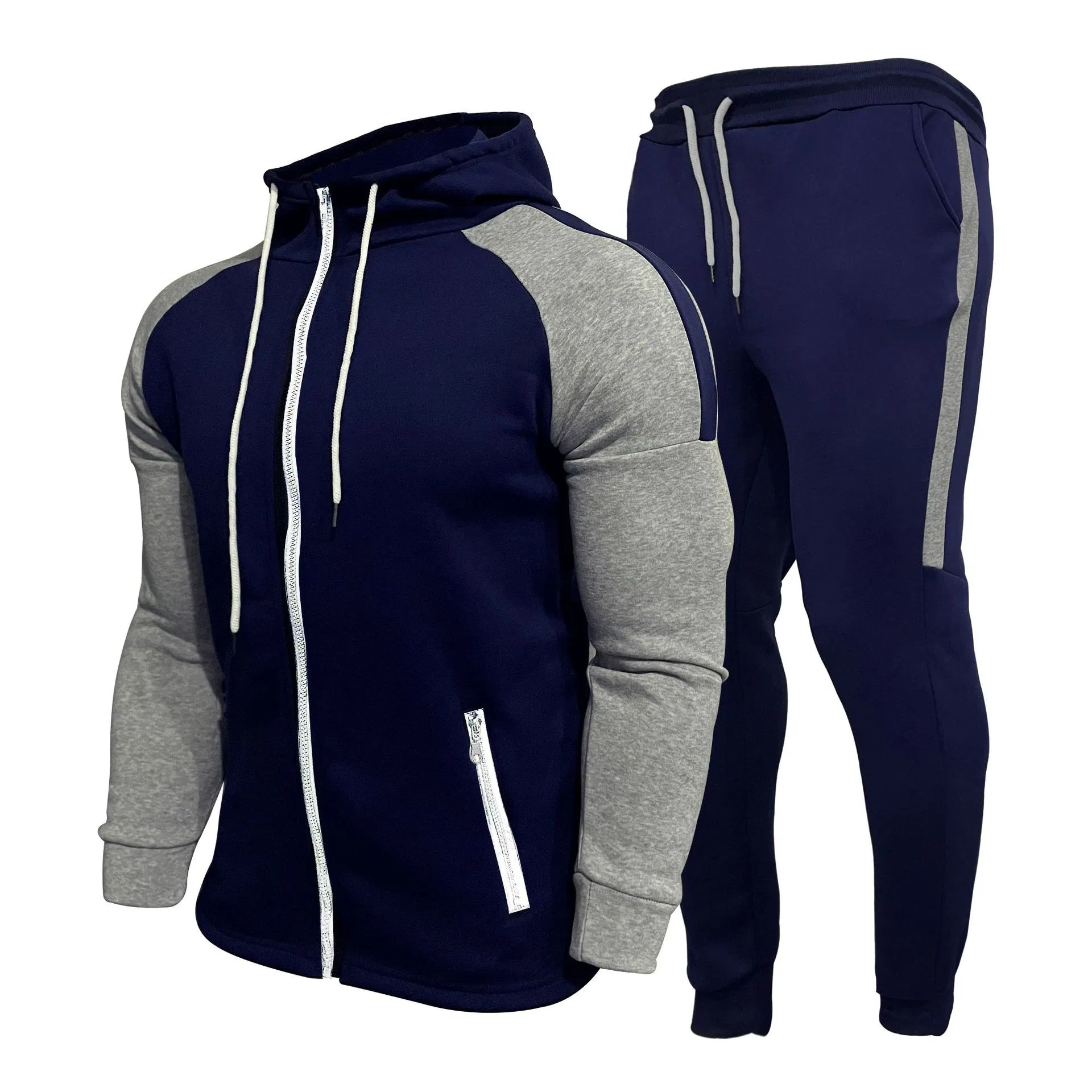 Conjunto de calças de fato de treino Zipper Jackets Sweater Custom logo para homem ′ S. Fato de jogging casual Sportswear