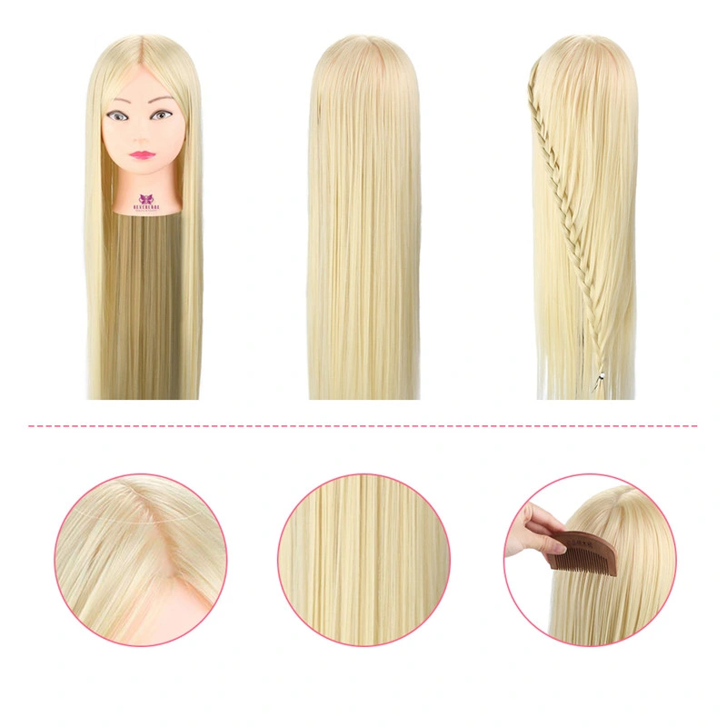 30" High Temperature Fiber Hair Styling Mannequin Head Practice Cutting Blonde Hairdressing Dummy Dolls Head for Wig