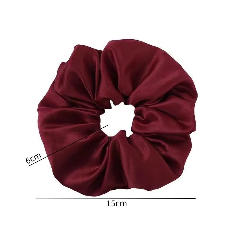 Korean Fashion Hair Scrunchies Customized High Grade Elastic Satin Hair Ties Solid Color Simple Hair Rope