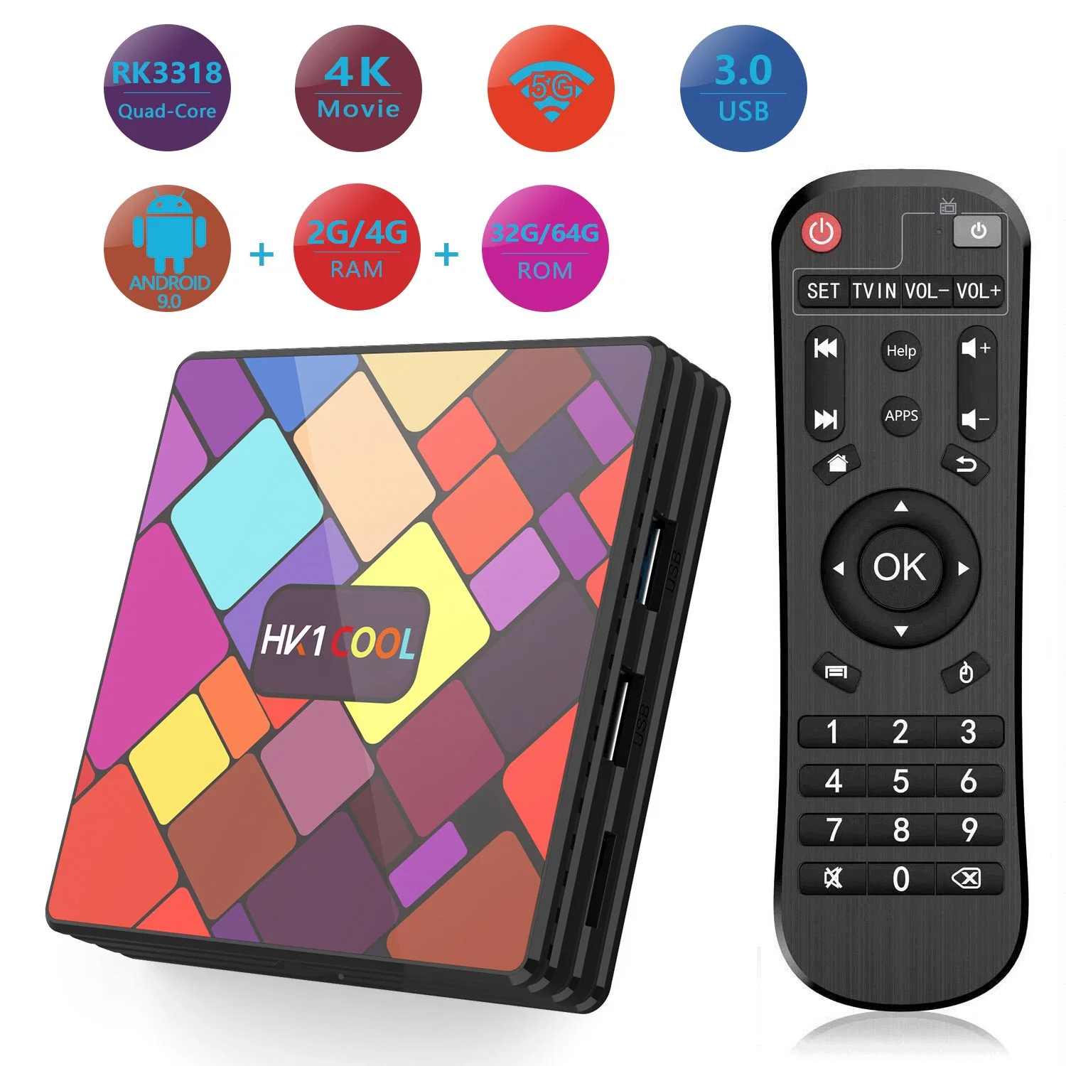 2023 Cheapest Android TV Box Wholesale HK1 Cool Set Top Box RK3318 4 Go et 32 Go Mise à jour du micrologiciel Digital TV Box Abonnement IPTV