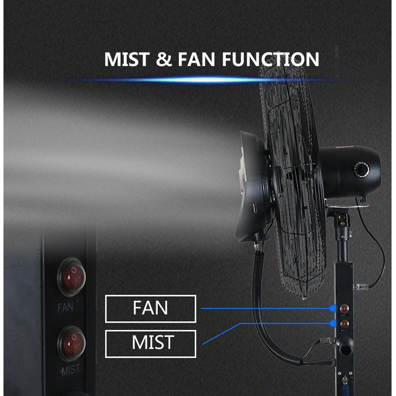 Ce RoHS SAA Saso 26 Inch Outdoor Industrial Electric Mist Fans with Water Spray