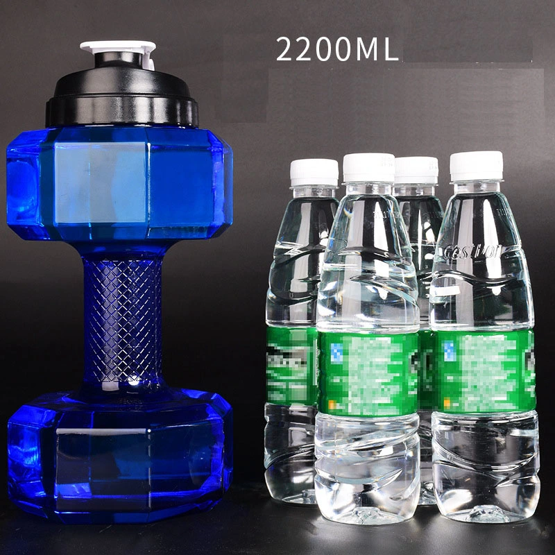 Portable Gym Fitness Dumbbell Shape Water Filled 2.2L Water Bottle Dumbbell