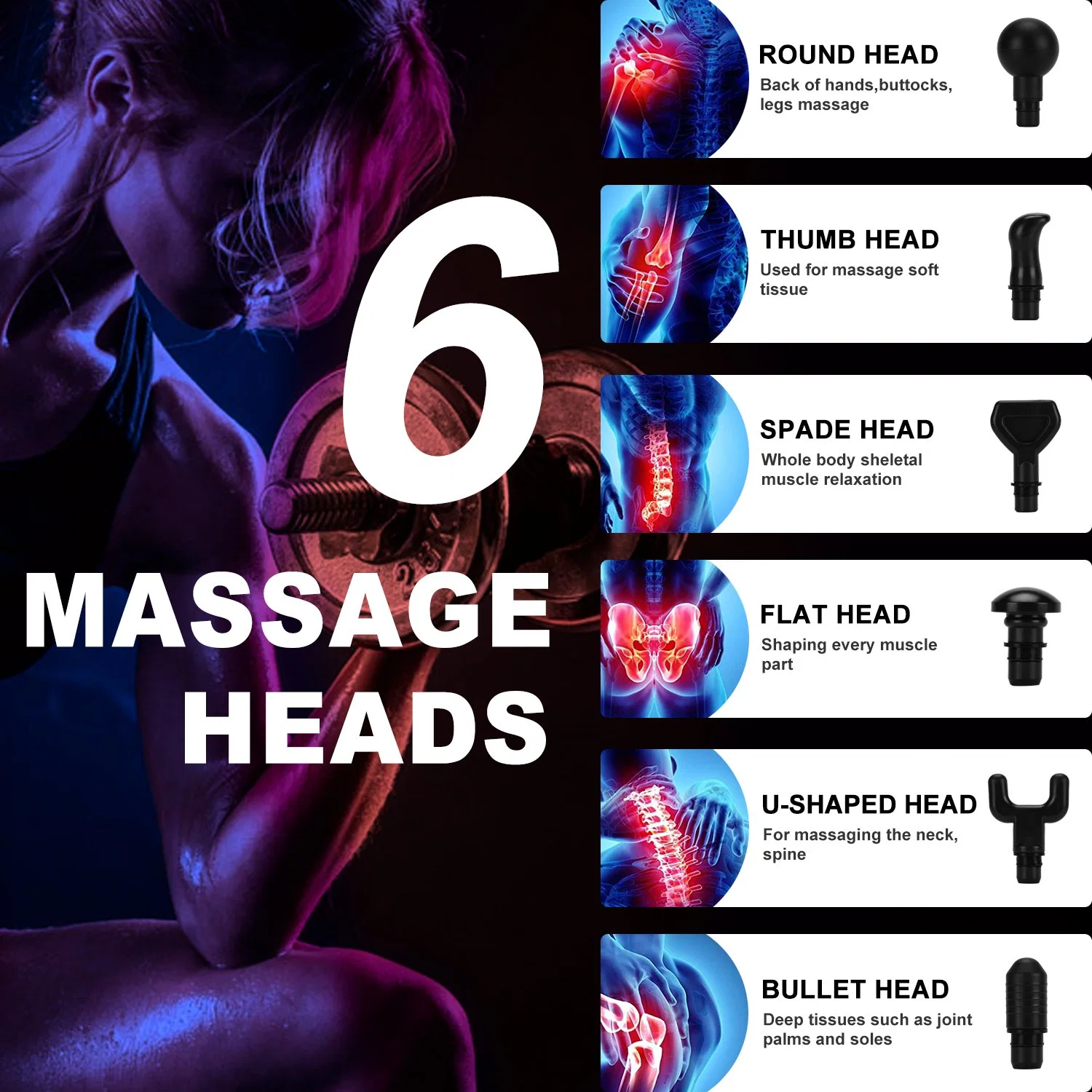 Muje Well Made Crazy Fit Massage Gun Wholesale/Supplier 6 Heads