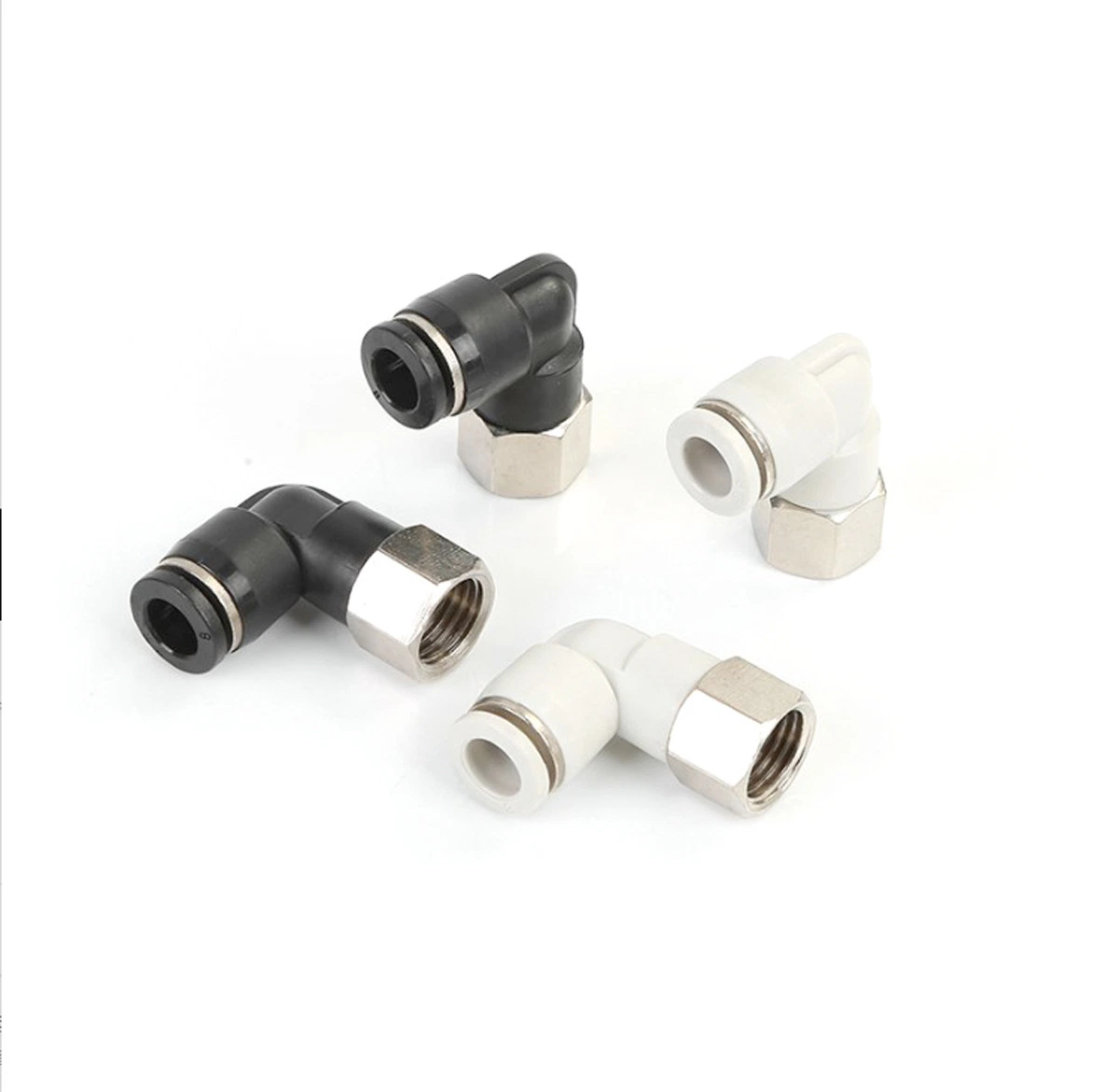 Plf 1/4 1/8 3/8 1/2 BSPT Female Thread Elbow L-Shape Plastic Brass Blue Threaded-to-Tube One-Touch Pneumatic Fittings