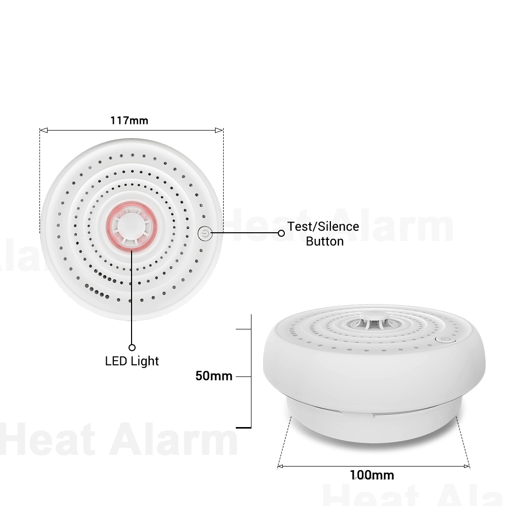 Fire Safety Wireless 10 Years Battery Operated Interlinked Heat Alarm