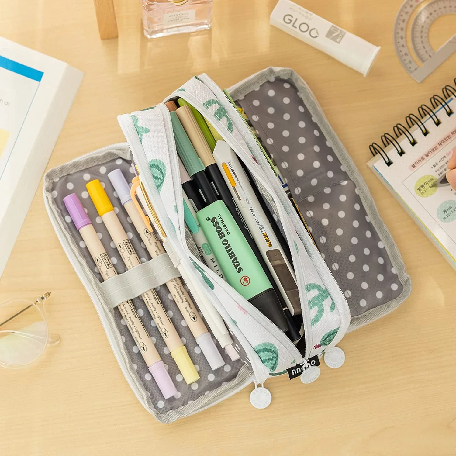 Caixa de lápis Lápis Multifunção Zipper Saco de caneta na caixa de caneta lápis saco cosmético para escritório