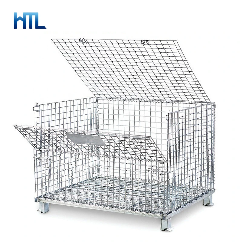 Warehouse Storage Portable Galvanized Wire Mesh Steel Bins for Sale