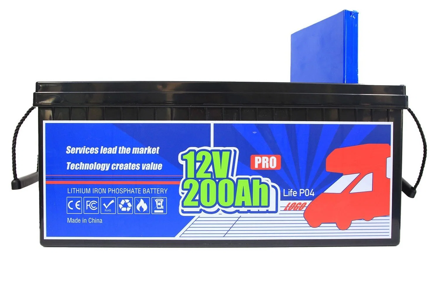 12V 200ah Batterie au lithium fer phosphate intelligente pour VR avec Bluetooth