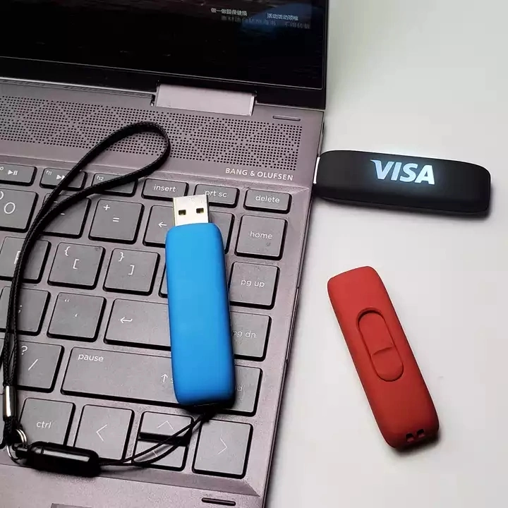 New Trending Gifts Light up Logo USB Flash Drives LED Logo Sliding USB Stick 64GB Pen Drive