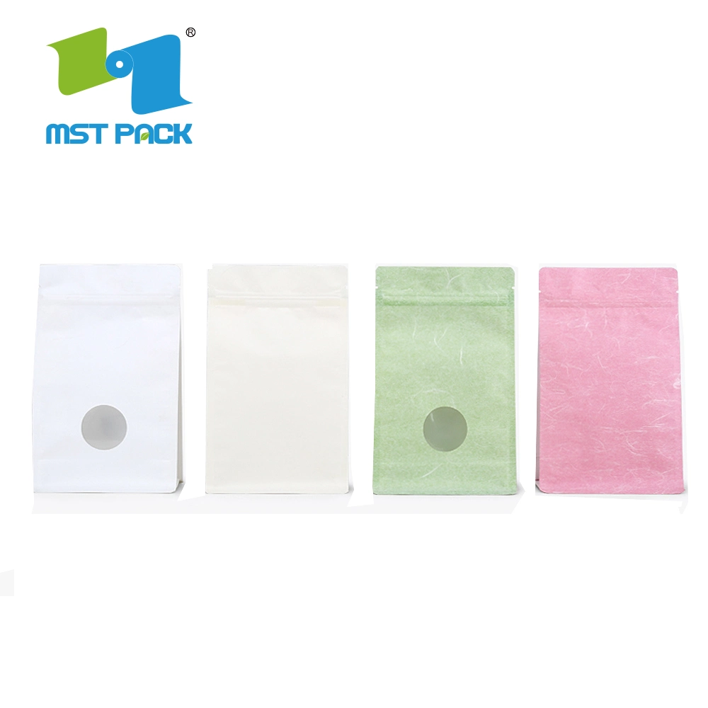 FDA Approved Snack Food Ziplock Rice Paper Packaging with Window Paper Bag Packaging