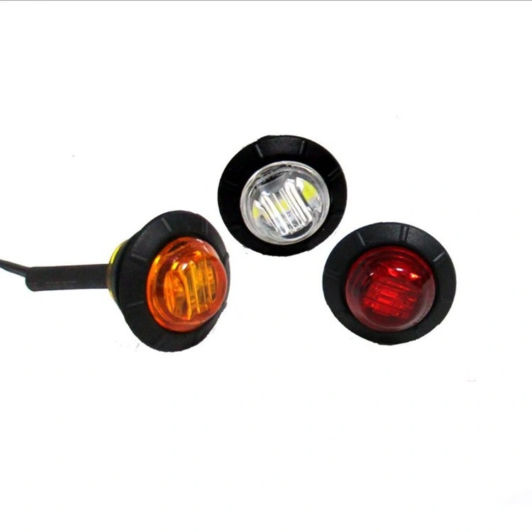 3/4 Inch Mini Clear Lens Red LED Tail Brake Stop Lamp Round Side Marker Clearance Lights for Tractor RV Trailer Truck SUV Bus