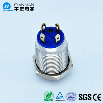 12mm High Head Ring LED 220V Low Voltage Metal Push Button Switch