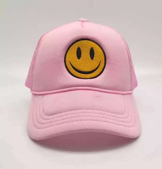 Brand New Embroidery Logo Cap Two Tone 5 Panel Foam Rope Hat Trucker Cap Mesh Smiley Face Trucker Hat Baseball Cap