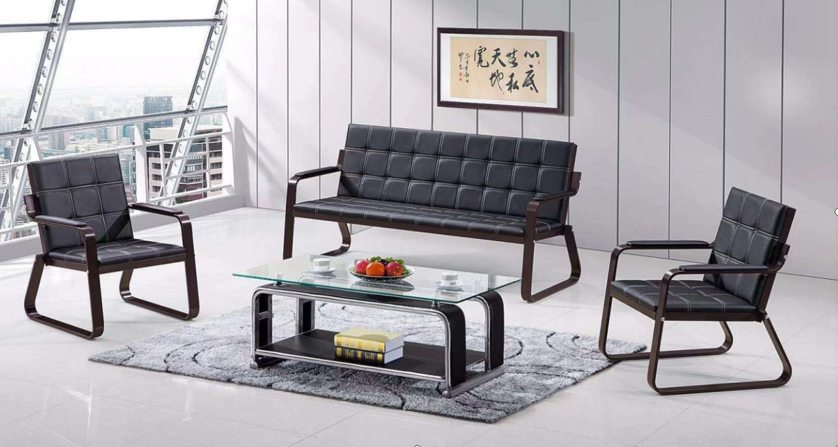 Foshan-Fabrik-Ausgangsmöbel-Wohnzimmer-Möbel-Metallrahmen-Sofa-Stuhl mit Leder