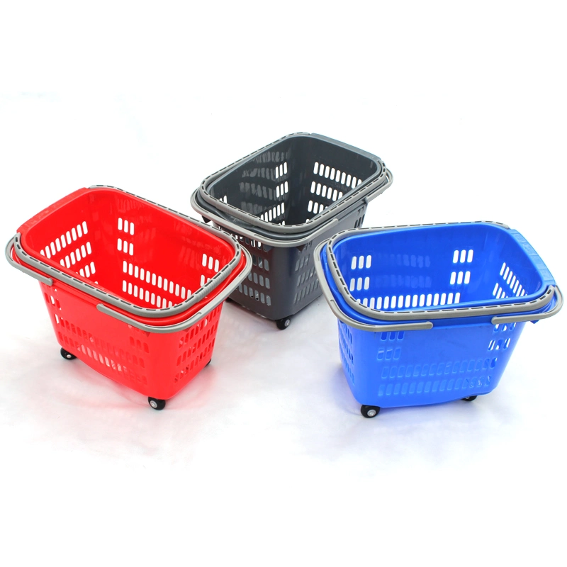 Plastic Shopping Basket with Wheels (JT-G02)