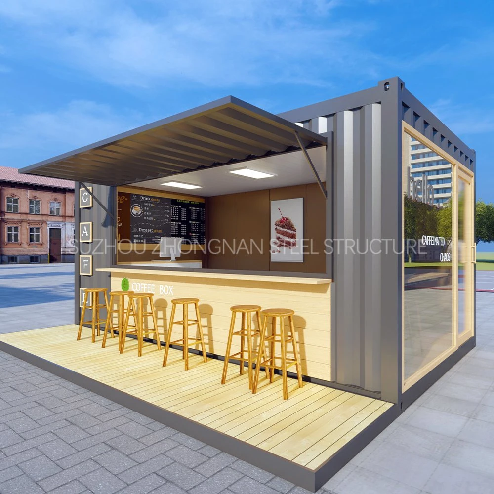 Pequeños de acero móviles personalizados Tiny Boxable 20ft prefabricados contenedor cafetería para la venta