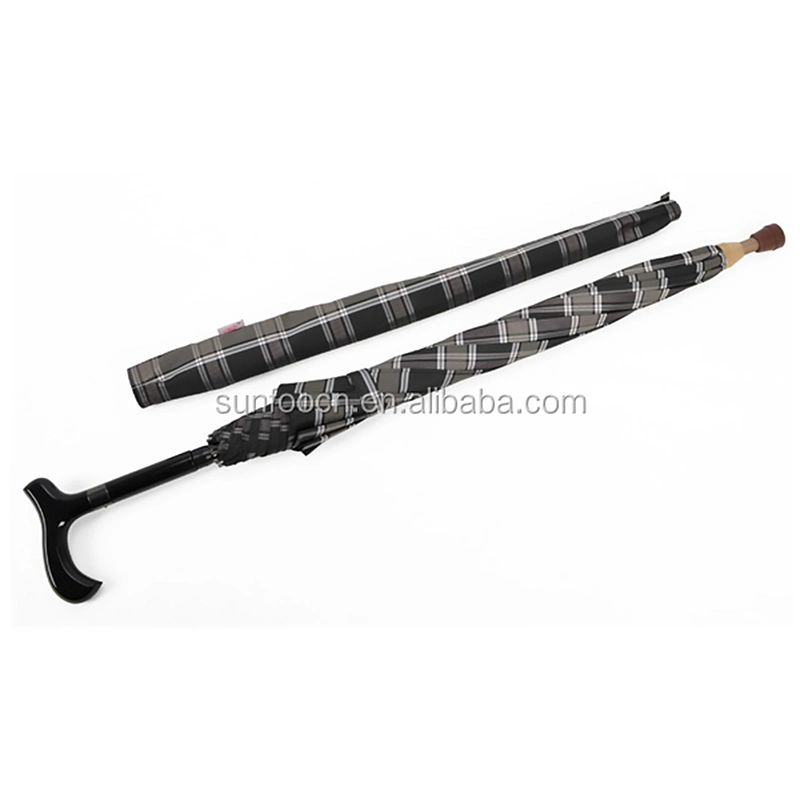 Old Men Special Sun Rain Anti Slip Walk Assist Metal Shaft Hand Crutch Cane Walking Stick Straight Umbrella for Elder