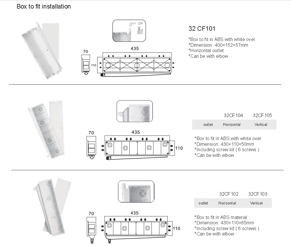 HVAC Air Conditioning Fitting Embeded Pre-Installation Box