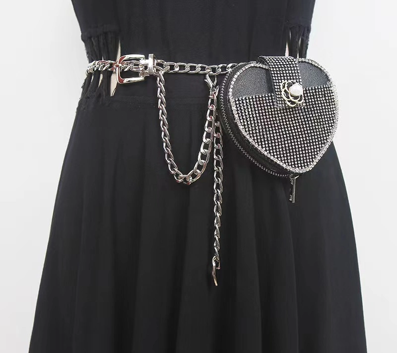 European Super Hot Fashion Sparkly Rhinestone Heart Peach Chain Decorative Bag (FE9326)