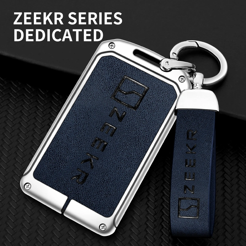Metal Zinc Alloy Leather TPU Keychain Cowhide Car Key Case for Zeekr