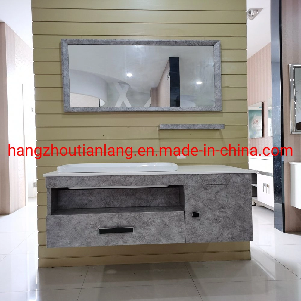 Marble Design Wall Mounted S. Steel Bathroom Cabinet Set
