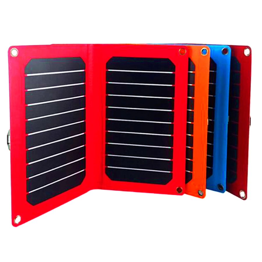 بطاقة شمسية بقدرة 14 واط مزودة بمنفذ طاقة USB محمول مزود ببطارية محمولة طاقة شاحن اللوحة القابلة للطي