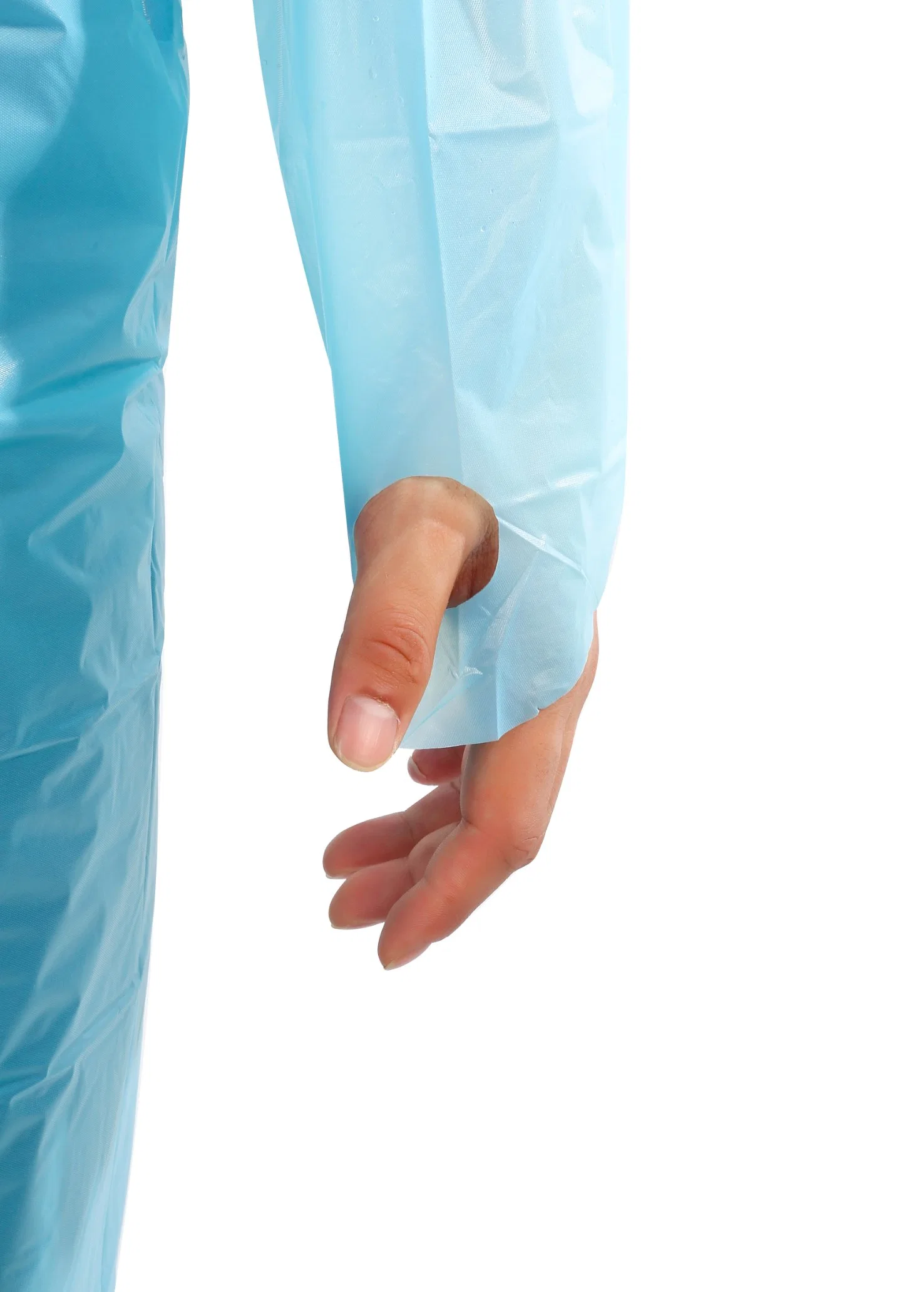 Einweg-CPE-Schutzkleid für medizinische Zwecke mit Daumenschlaufen