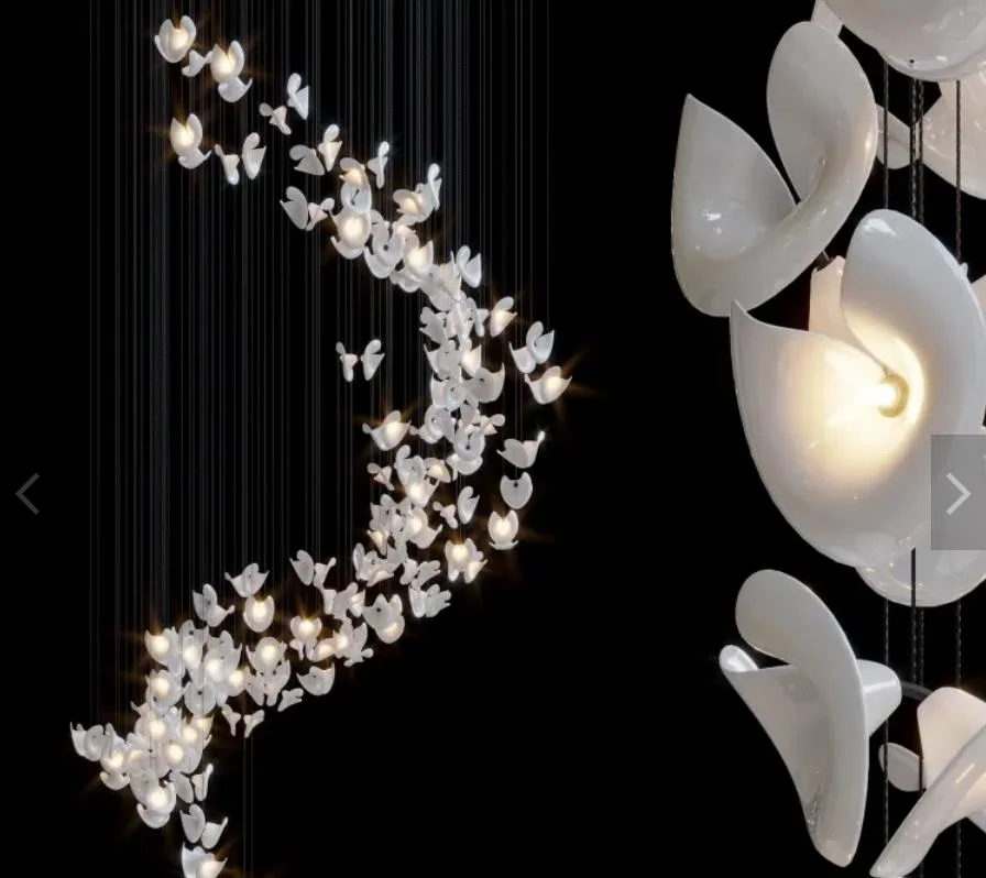 Custom Large Project for Show Room Hotel Decoration White LED Modern Chandelier LED Jt