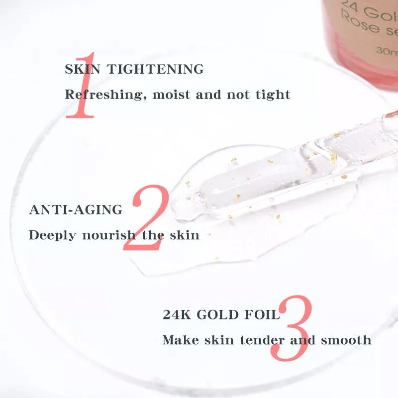 Private Label Natural Rose Gold Serum Anti Aging Wrinkle for Face