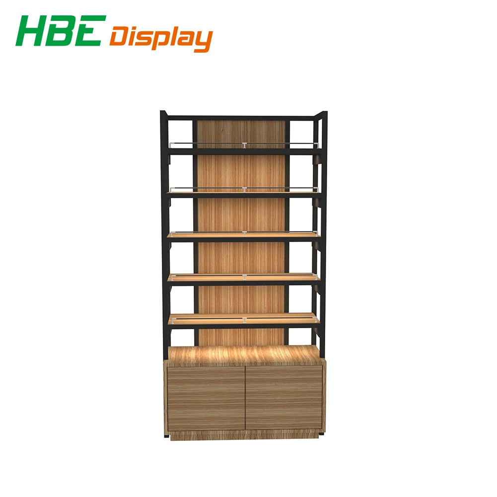 Store Fixtures Grocery Store Double Sides MDF Wooden Display Shelf