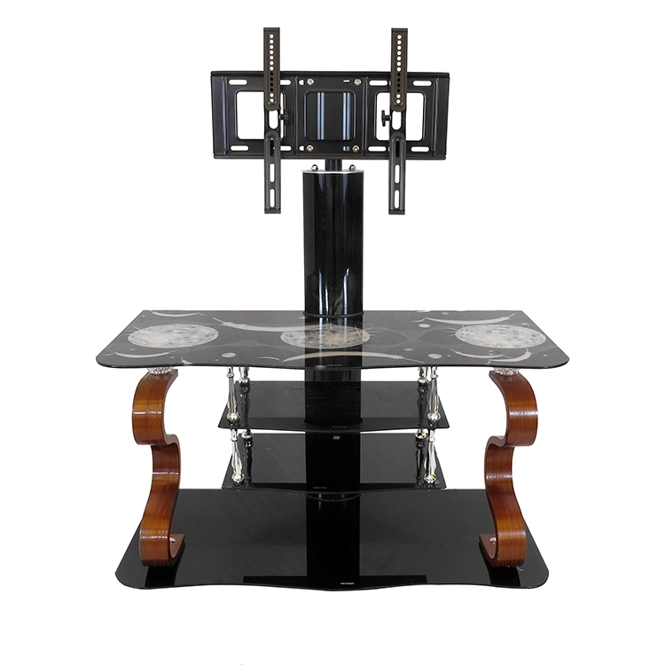 Attractive Price Leisure Black Painting Glass Table TV Stands Oak