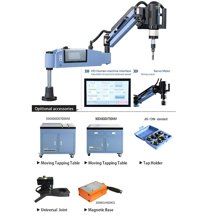 M4-M24 Powerful High Speed Sheet Metal Multifunctional Flex Arm Electric Tapping Machine