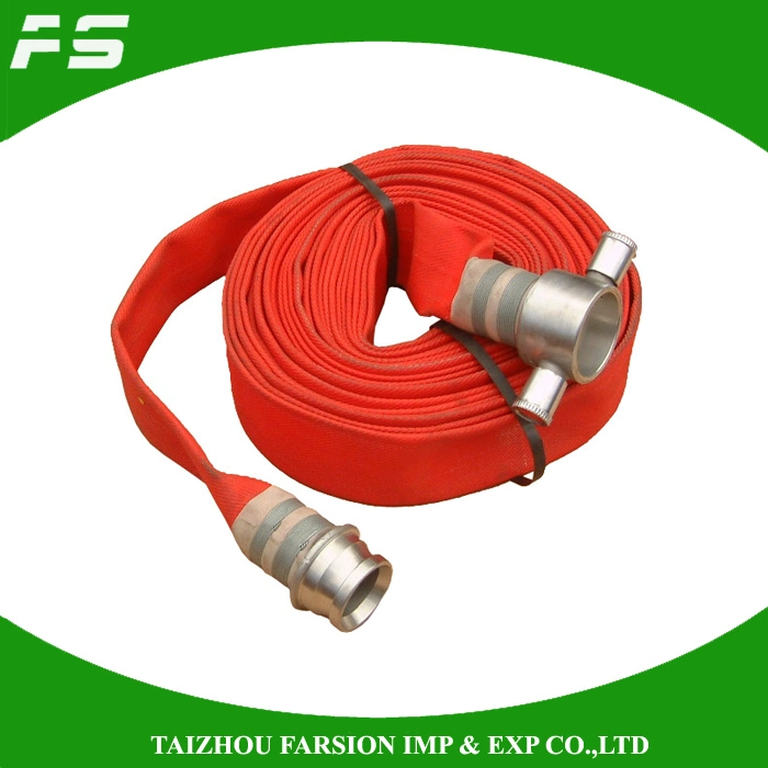 Red Durable Single Jacket PVC/EPDM Rubber Lining Marine Fire Fighting Canvas Hose