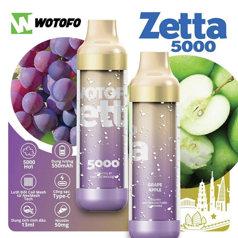 الاتحاد الأوروبي بيع ساخنة Wotofo Zetta 5000 أطواق جهاز الظرف القابل للاستخدام Vape. (قرد جهاز التبخير