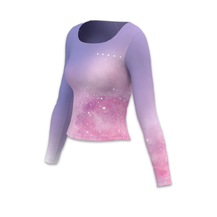 Fashion Seamless Damen Langarm Sport Gym tragen Sublimation Tops Nahtlose Yoga-Bekleidung