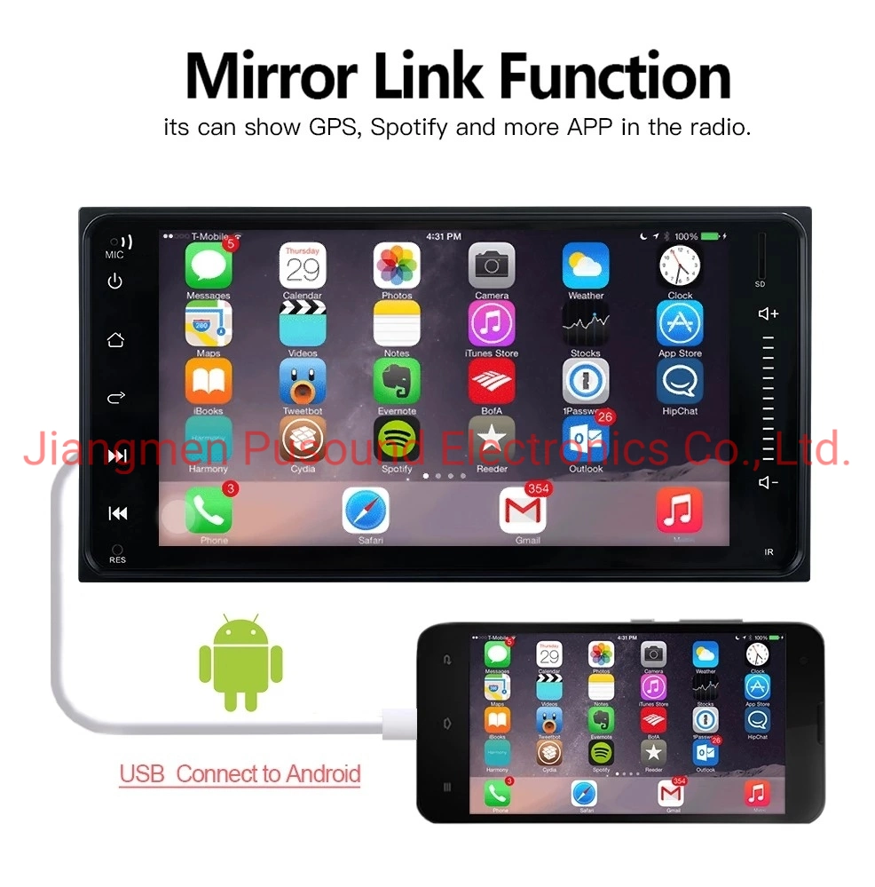 in-Dash Car MP5 for 7 Inch 2DIN Car Radio Android Mirrorlink Bluetooth USB