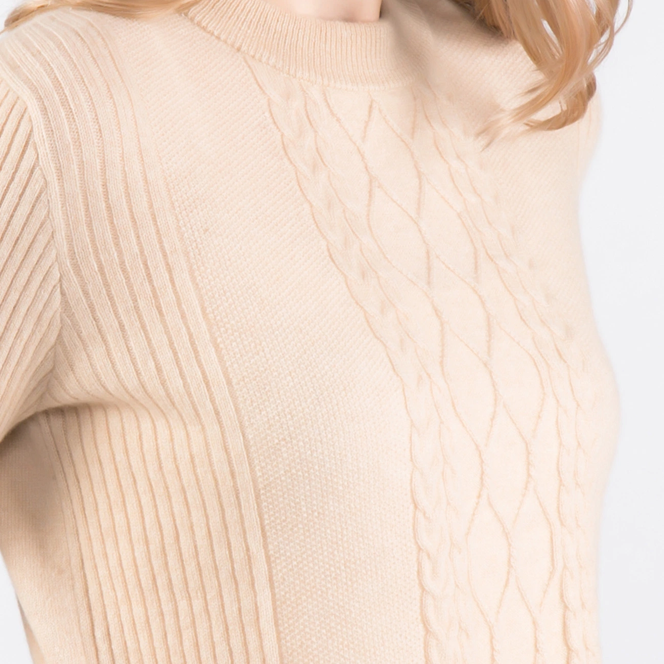 Fashion Ladies Cable Knit Design 100% Cashmere Sweater