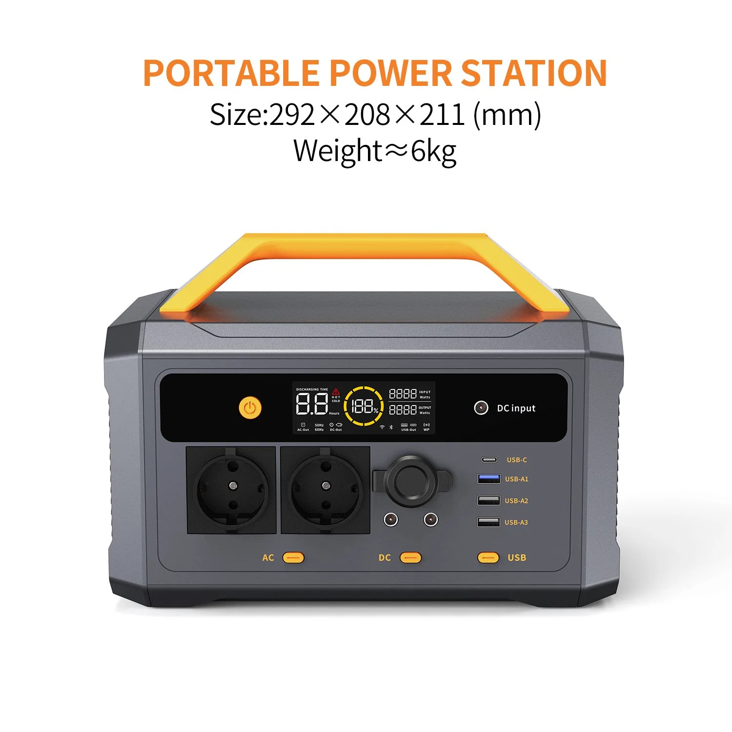 Tragbares Kraftwerk 600W LiFePO4 Lithium-Ionen-Akku Solarenergiespeicher Generator für Haus Energieversorgung Outdoor Camping Akku-Handy-Batterien