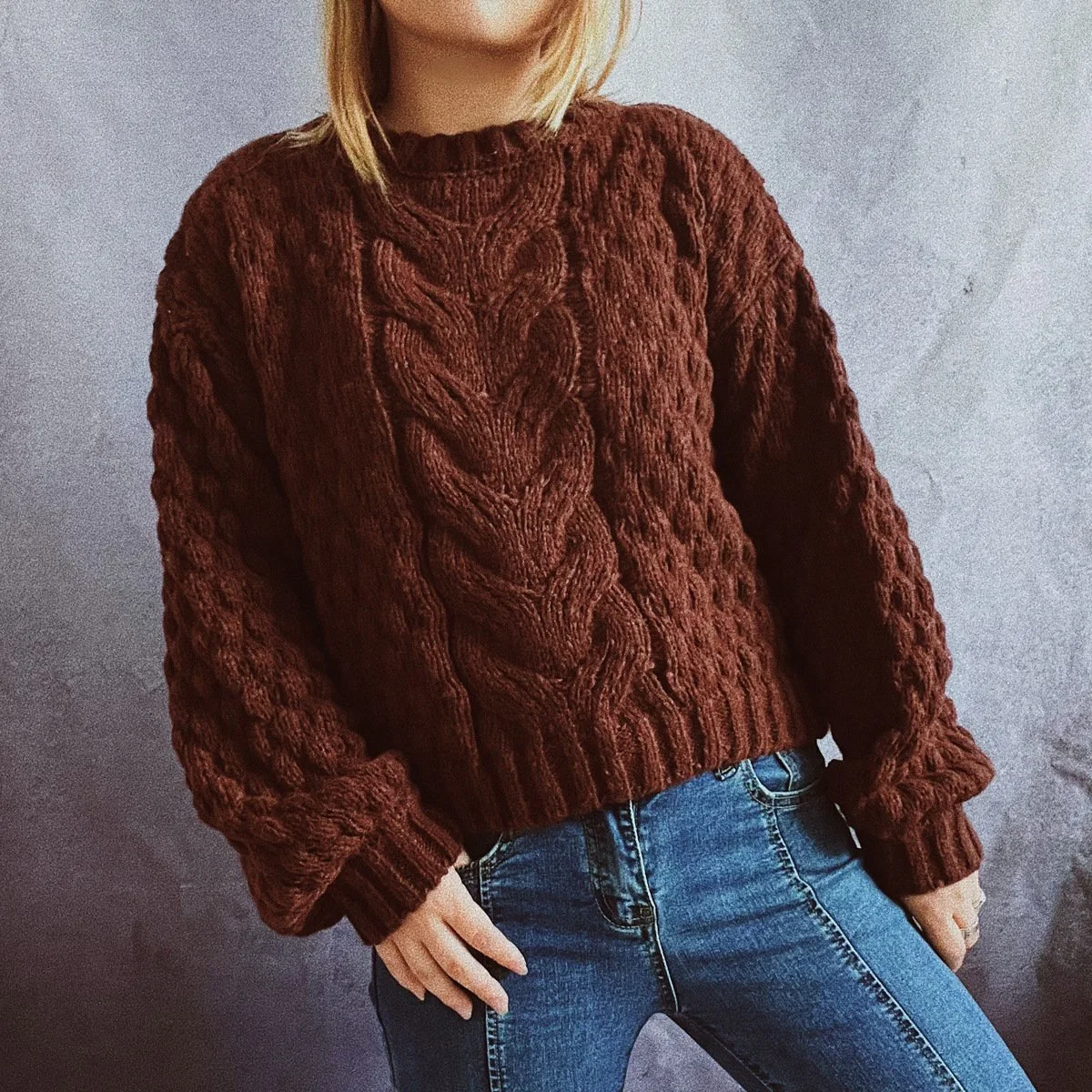 Women Knitwear Long Sleeve Hand Knitted Ladies Sweater