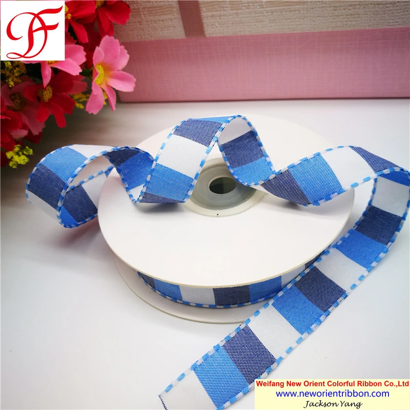 100% Polyester Color Woven Gingham Ribbon for Gifts/Wedding/Wrapping/Party Decoration/Christmas/Packing/Garment/Bows/