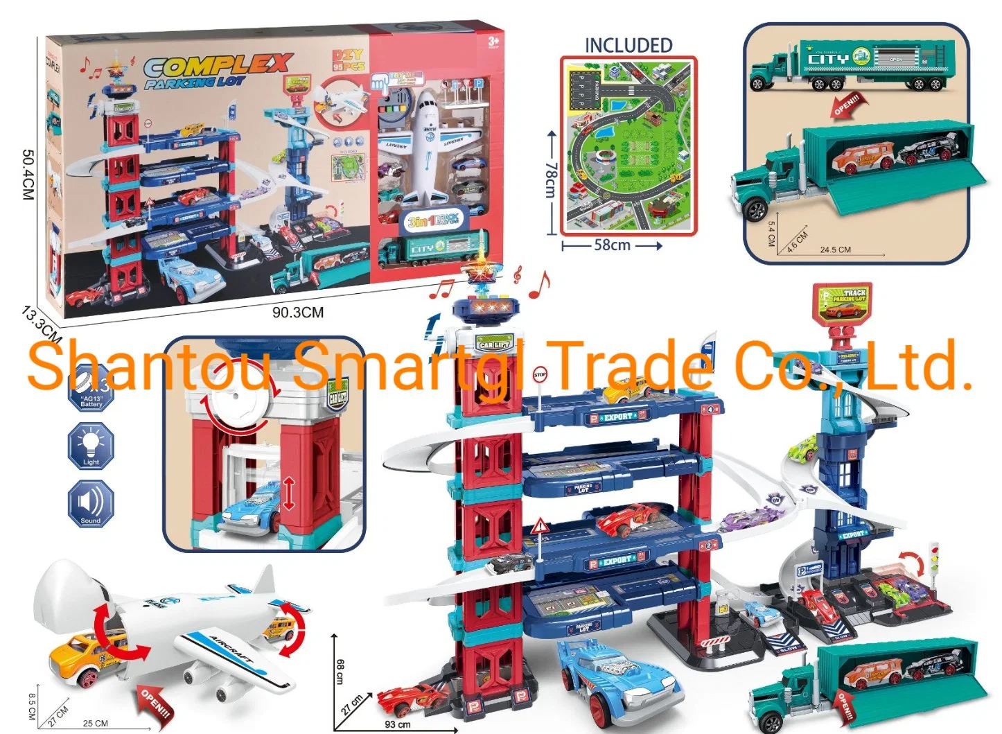 Manual multifunções Estacionamento Brinquedo Kit com Levante o conjunto de bricolage 4 Pisos Elevador Carro Toy Race Park brinquedo de tráfego