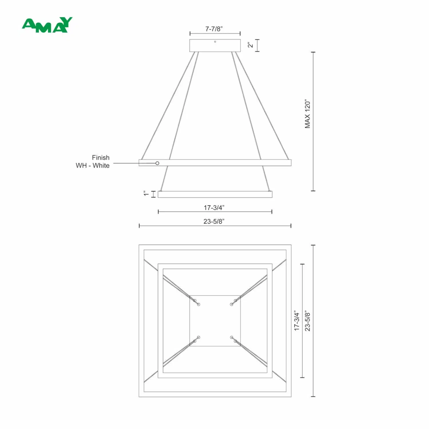 Two Tiers Aluminum Matte Powder-Coated LED Dimmbale Chandelier for Living Room