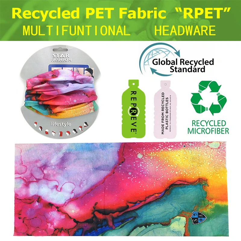 Recycled Plastic Bottles Material Multifunctional Magic Tube Scarf 100% RPET Bandana